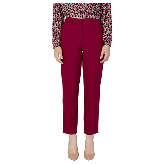 Women's Bordeaux Polyester Cigarette Pants by Vila Clothes, Fall/Winter Collection, 95% Polyester, 5% Stretch, Front View