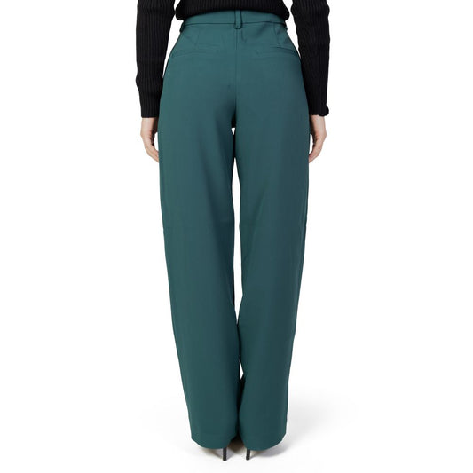 Back view of women's green bootcut pants made from recycled polyester, part of Vila Clothes Autumn/Winter collection.