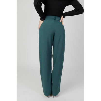 Vila Clothes Green Recycled Polyester Flared Pants