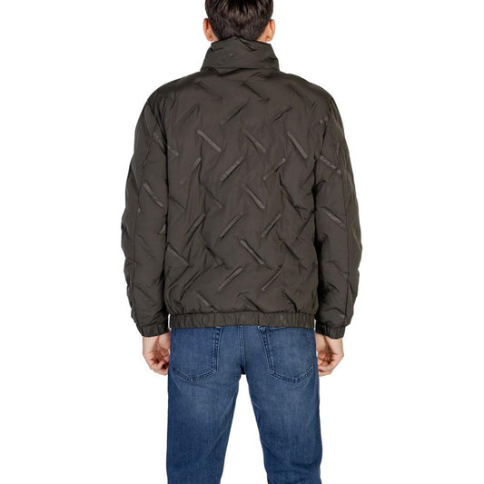 Back view of Antony Morato green polyester jacket, men's fall/winter collection, 100% polyester, showing textured pattern.