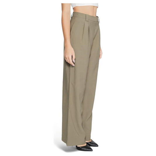 Morgan De Toi green cotton women's pants, fall/winter collection, high-waisted design, side view showcasing elegant styling and fit.