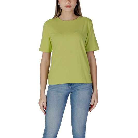 Women's B.Young green cotton t-shirt, spring/summer collection, casual style, 50% cotton blend, perfect for everyday wear.