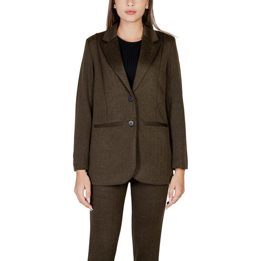 ICHI women's green polyester blazer, perfect for fall/winter fashion. Stylish and versatile suit for professional or casual wear.