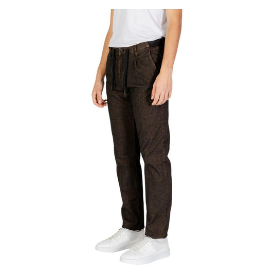 Hamaki-Ho men's gray cotton jeans and pants from the fall/winter collection, featuring a blend of cotton, viscose, elastane, and polyester.