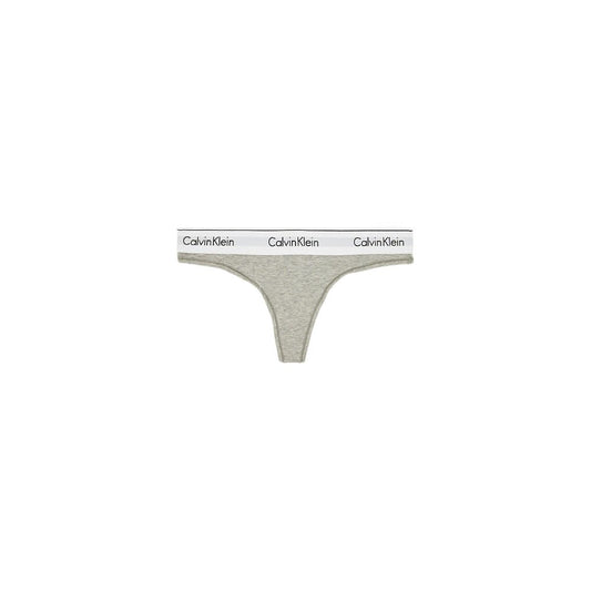 Calvin Klein gray cotton thong F3786E with logo waistband, comfortable everyday underwear, blend of cotton, Modal, elastane for perfect fit.
