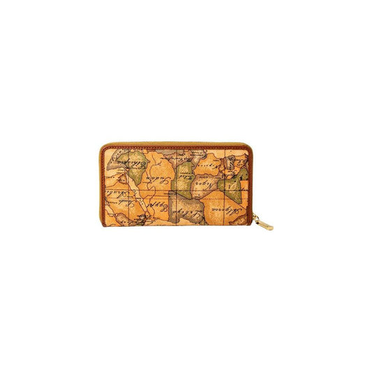 Alviero Martini Prima Classe beige leather wallet with map print, autumn/winter collection, size 19x12x1.5cm, stylish women's accessory.