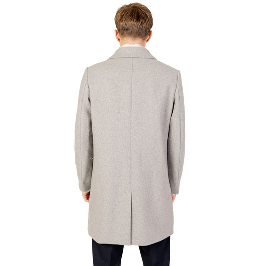 Back view of Antony Morato gray polyester jacket for men, part of the autumn/winter collection, showcasing its stylish design.
