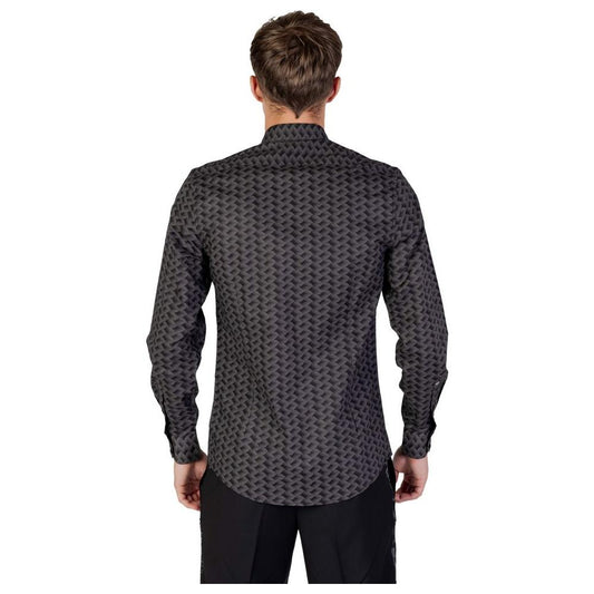 Antony Morato gray cotton long sleeve shirt for men, autumn/winter collection, 100% cotton, rear view.