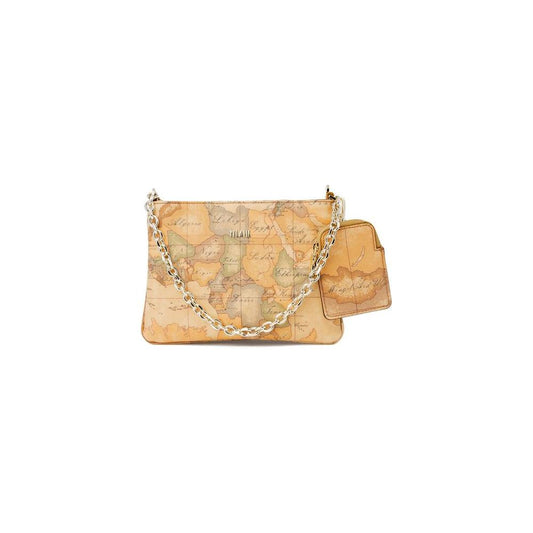 Alviero Martini Prima Classe beige leather handbag with chain strap, women's autumn/winter collection, 70% leather, 30% synthetic.