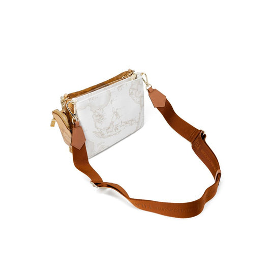 Alviero Martini Prima Classe beige leather handbag with adjustable strap, featuring autumn/winter collection design.