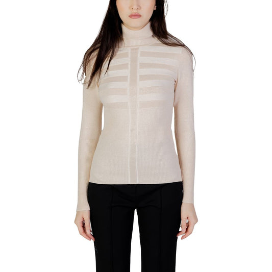 Morgan De Toi pink viscose women's sweater from fall/winter collection, featuring knitwear design with turtleneck and refined style.