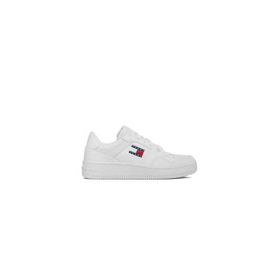 Tommy Hilfiger men's white leather sneaker, spring/summer collection, featuring 3.5 cm heel height.