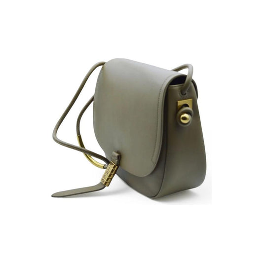 PINKO green leather crossbody bag with gold-tone hardware and magnetic closure, featuring a compartment and pocket, 26x20x9 cm.