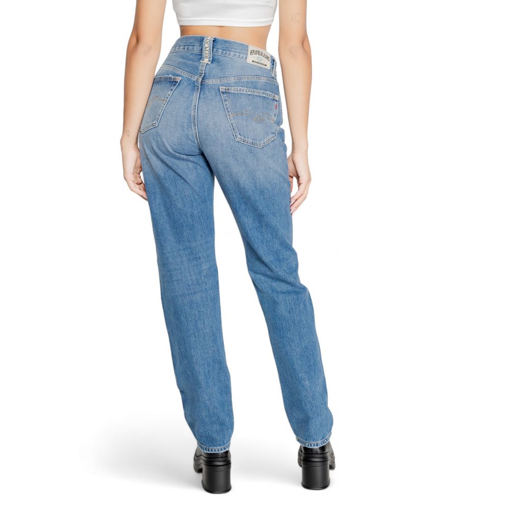 Replay Blue Cotton Mom Jeans