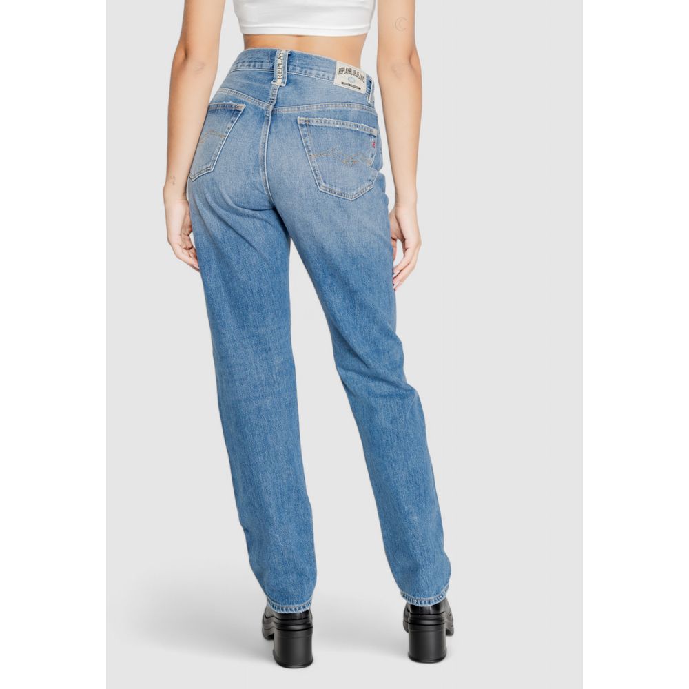 Replay Blue Cotton Mom Jeans