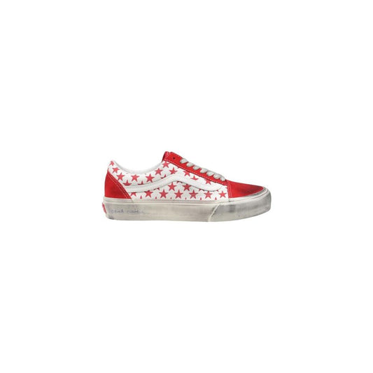 Vans Red Suede Leather Sneaker with Star Design and Iconic Side Stripe