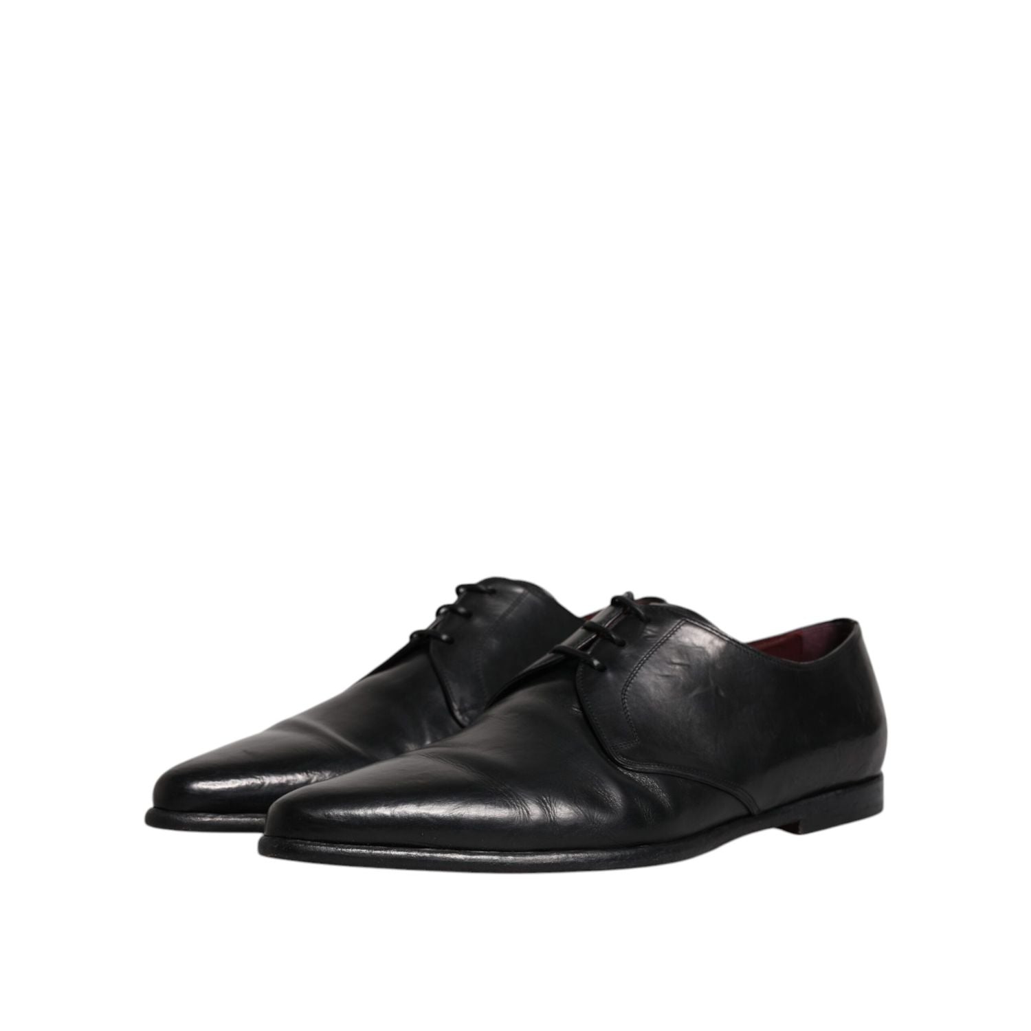Dolce & Gabbana Black Leather Lace Up Men Derby Formal Shoes