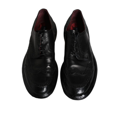 Dolce & Gabbana Black Leather Derby Wingtip Formal Shoes