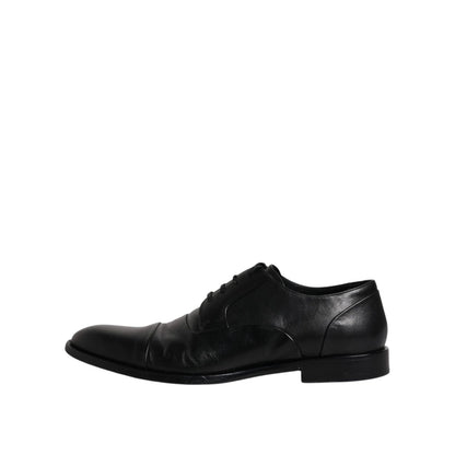 Dolce & Gabbana Black Leather Lace Up Men Derby Formal Shoes