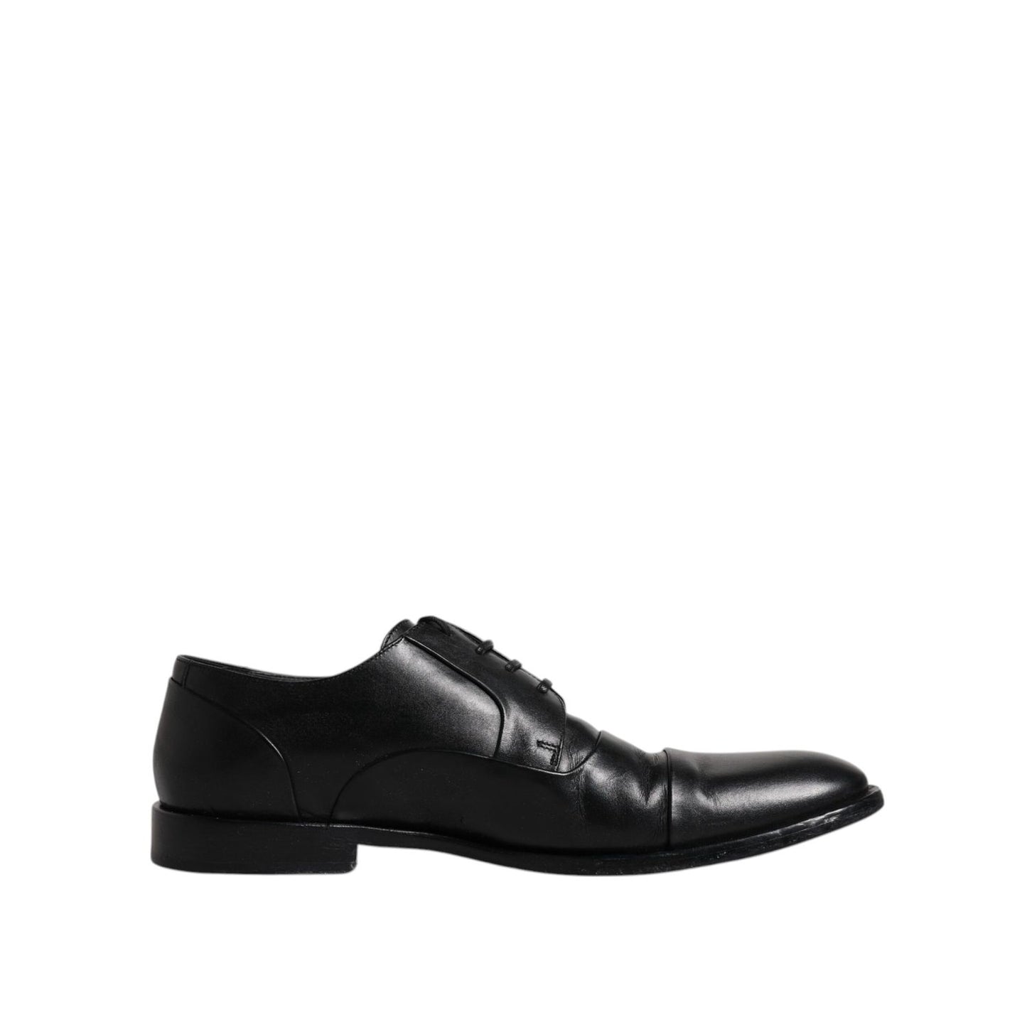 Dolce & Gabbana Black Leather Lace Up Men Derby Formal Shoes