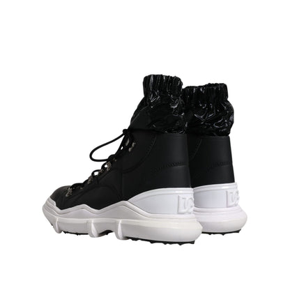 Dolce & Gabbana Black Nylon Galileo High Top Sneakers Shoes