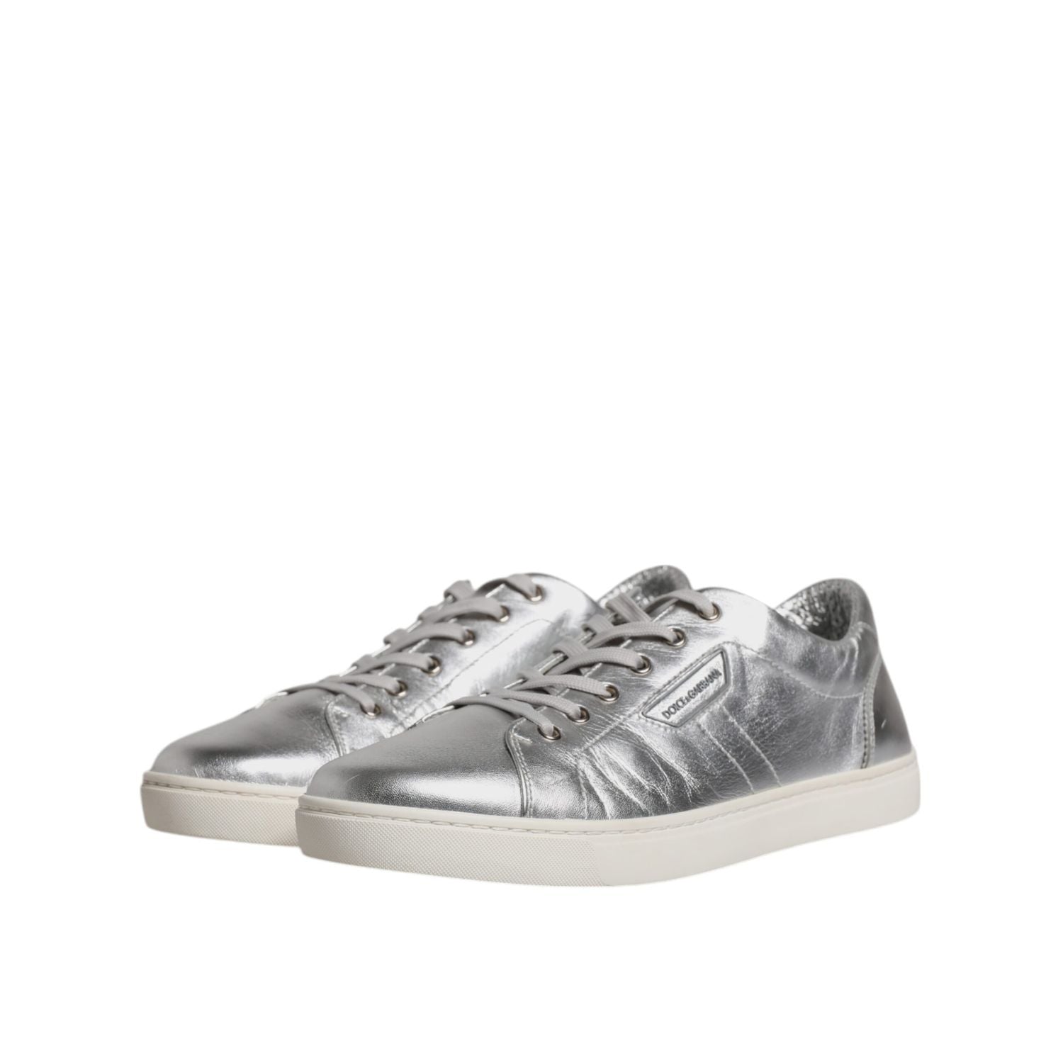 Dolce & Gabbana Silver London Low Top Leather Sneakers Shoes