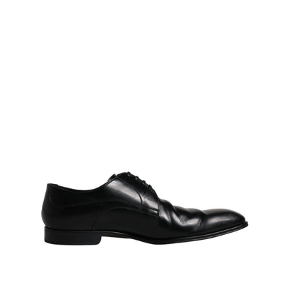 Dolce & Gabbana Black Leather Derby Formal Men Dress Shoes