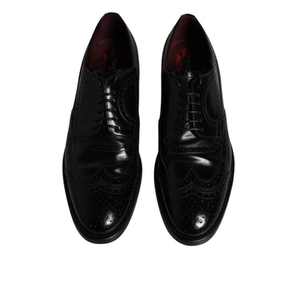 Dolce & Gabbana Black Leather Derby Wingtip Formal Shoes