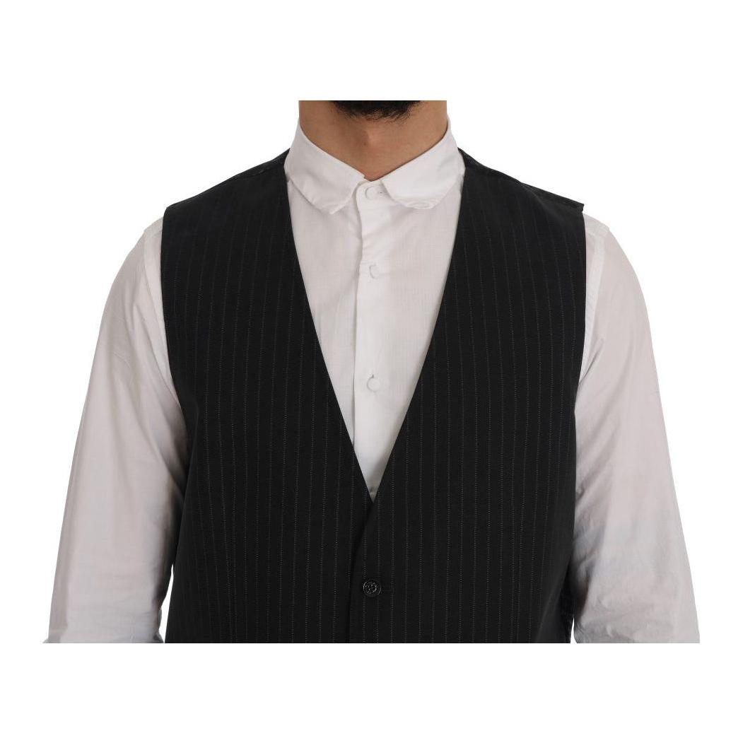 Dolce & Gabbana Gray STAFF Cotton Striped Vest
