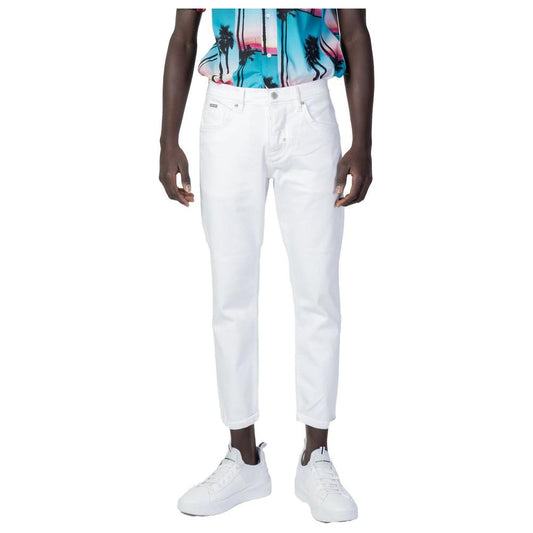 Antony Morato white cotton slim fit jeans for men, featuring ankle length and comfortable design.