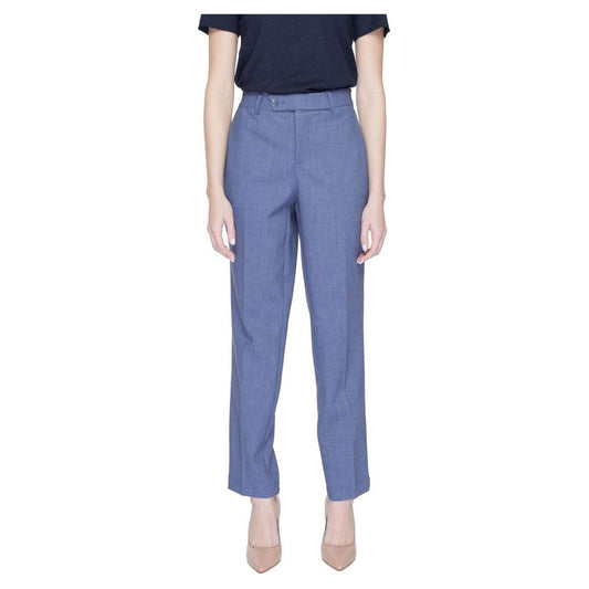 Street One women's blue cigarette pants, spring/summer collection, made of polyester blend, featuring a classic tailored fit.