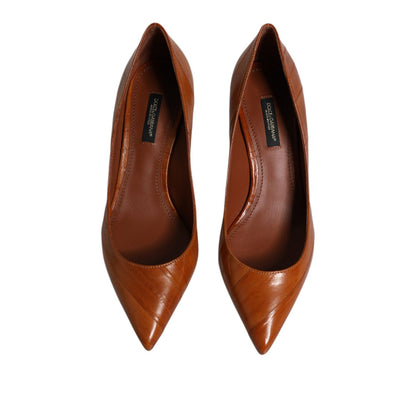 Dolce & Gabbana Brown Leather Kitten Heels Pumps Shoes