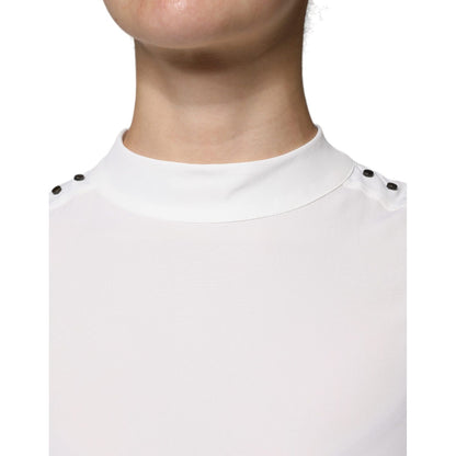 Patrizia Pepe White Mock Neckline Sleeveless Tank Blouse Top