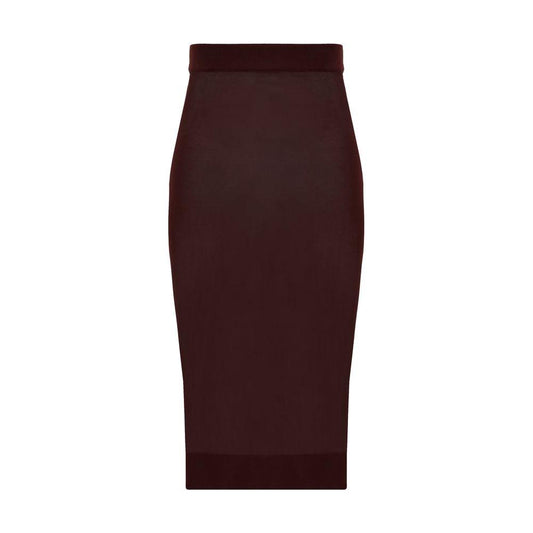 Saint Laurent Midi Skirt with elastic waistband and slim fit, semi-sheer black design