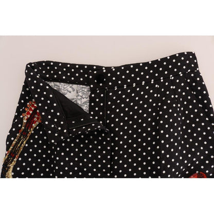 Dolce & Gabbana Black Polka Dot Sicily Crystal Pants Jeans & Pants