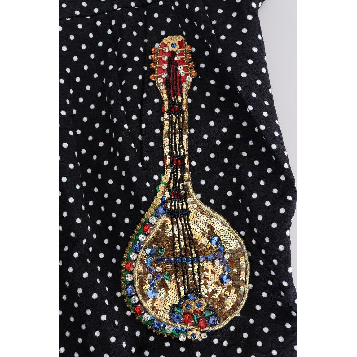 Dolce & Gabbana Black Polka Dot Sicily Crystal Pants