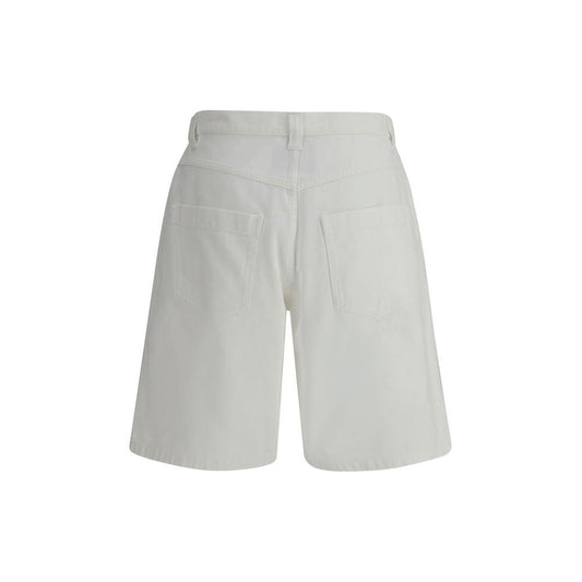 Back view of Moschino Denim Baggy Shorts with five pockets, belt loops, and below-the-knee length for a relaxed streetwear look.