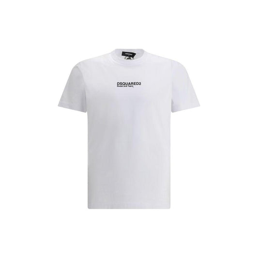 Dsquared2 cotton T-shirt with ribbed crew neck, iconic monogram, monochrome pattern, regular fit.
