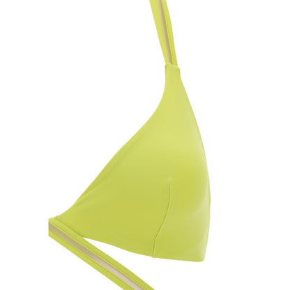 Exilia Yellow Polyamide Bikini with triangle design from SS24 collection, featuring double laces for neck and braided back tie, 100% polyamide.