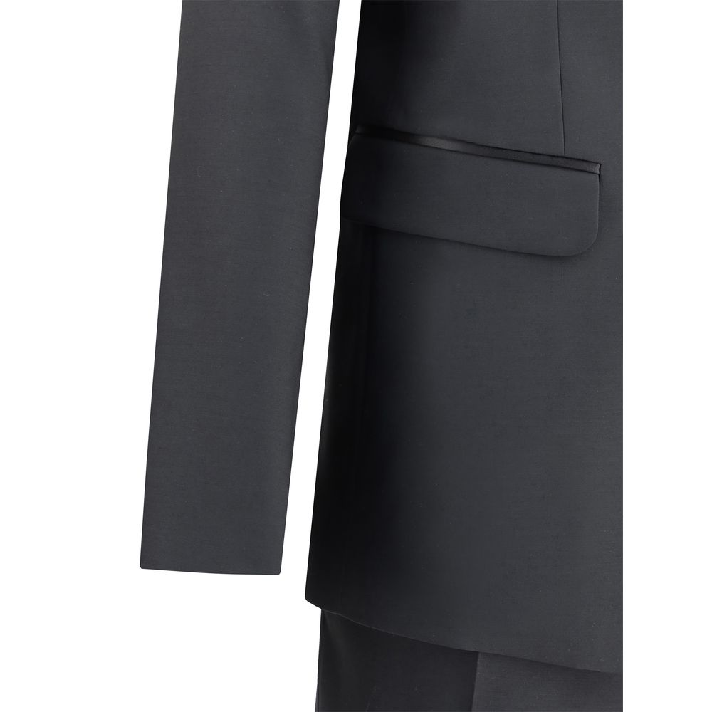 Dsquared² Black Fleece Wool Two-Piece Suit showing blazer sleeve detail with flap welt pocket.