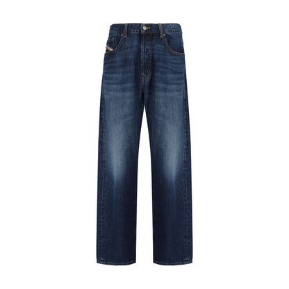 Diesel Blue Cotton Relaxed Fit Jeans