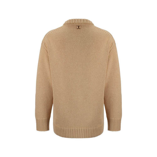 Chloé cashmere sweater, back view; features ribbed crew neck, hem, cuffs; monochrome pattern, regular fit.