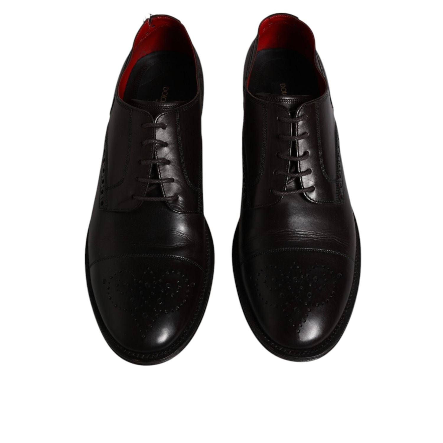 Dolce & Gabbana Black Calfskin Leather Derby Men Dress Shoes