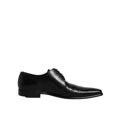 Dolce & Gabbana Black Leather Derby Men Formal Dress Shoes