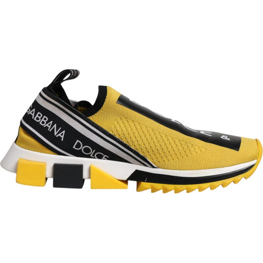 Dolce & Gabbana Sorrento sneaker in yellow and black with logo print and decorative rubber sole.