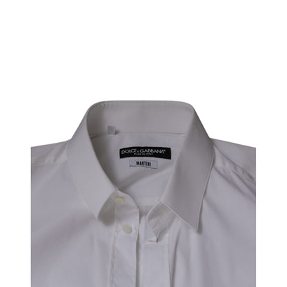Dolce & Gabbana White Cotton Blend Men MARTINI Dress Shirt