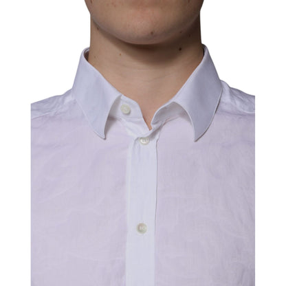 Dolce & Gabbana White Cotton Slim Fit Men MARTINI Dress Shirt