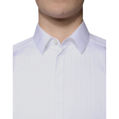 Dolce & Gabbana White Bib Cotton Poplin GOLD Men Formal Shirt