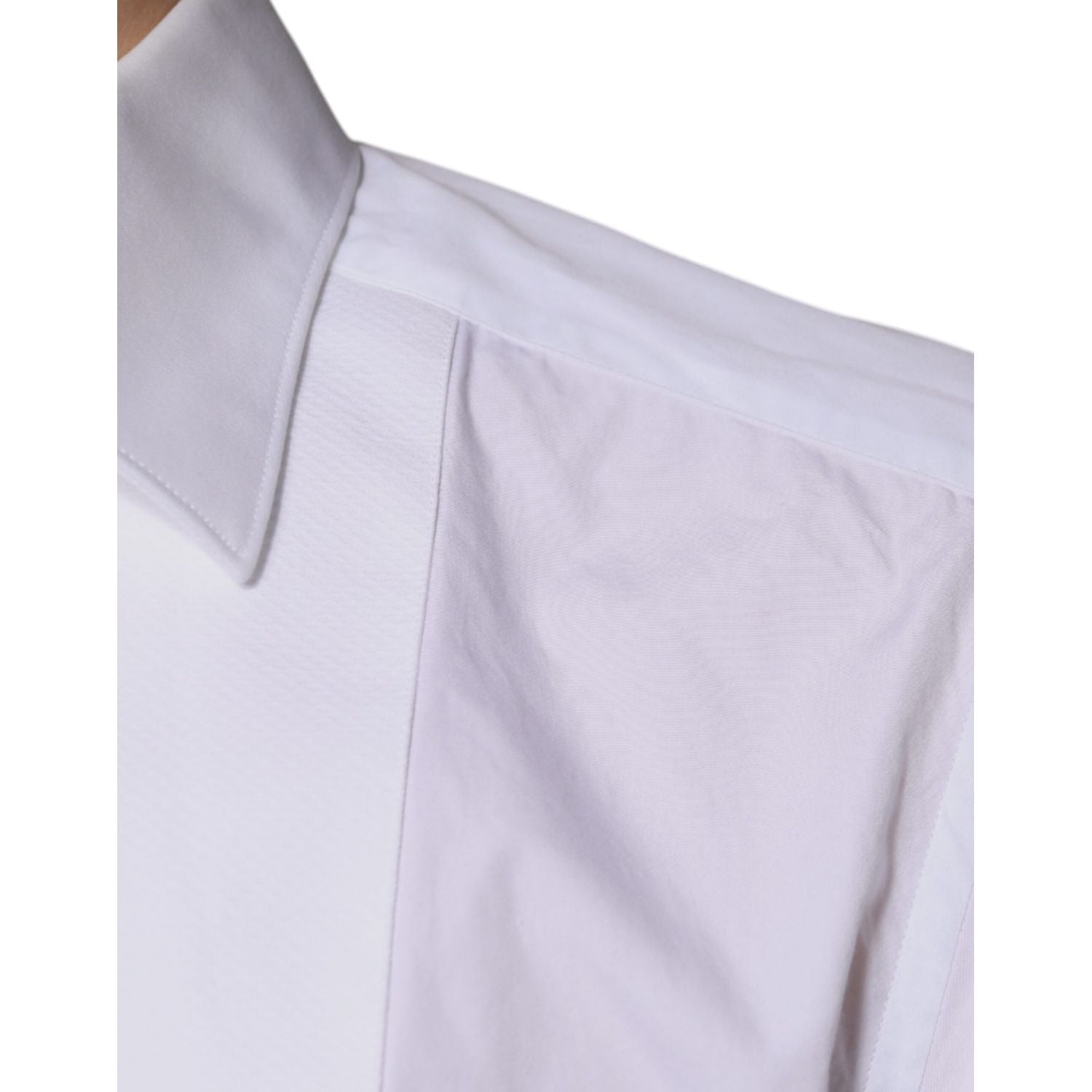 Dolce & Gabbana White Bib Cotton Poplin GOLD Men Formal Shirt