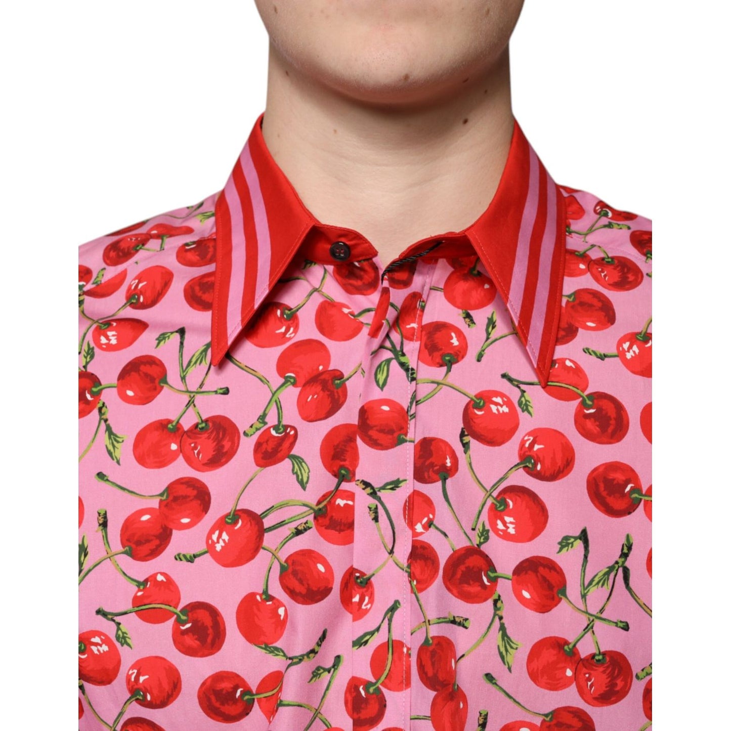 Dolce & Gabbana Pink Cherry Cotton Formal MARTINI Dress Shirt